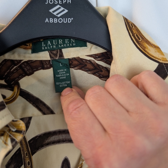 Ralph Lauren Women's Signature Design Cotton Button-Up Shirt Size L In EUC - Picture 2 of 8